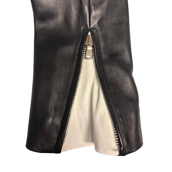 DKNY 100% Lamb Leather Jacket Black White Moto Racer‎ Italian Women's Size 2 - Picture 7 of 7